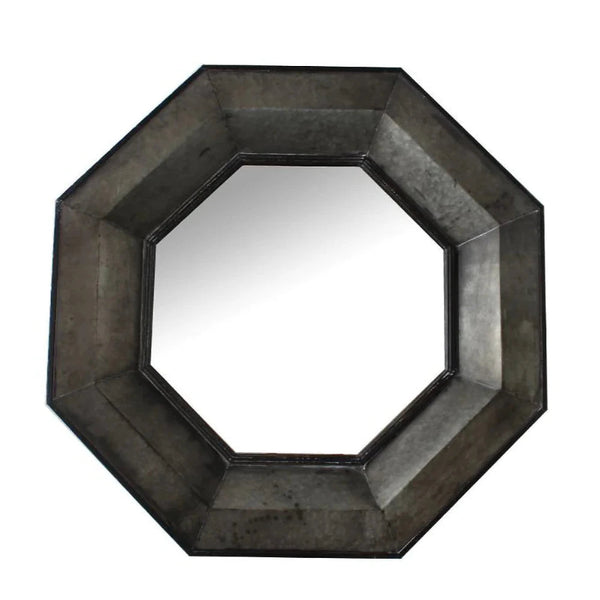Viking Octagonal shaped Metal Mirror on a white background - 92cm Length x 92cm High