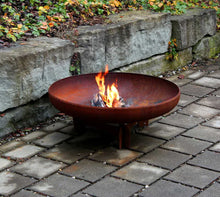 Load image into Gallery viewer, Yagoona Yabbi Outdoor Fire Pit with small fire - HotFirePits Australia 