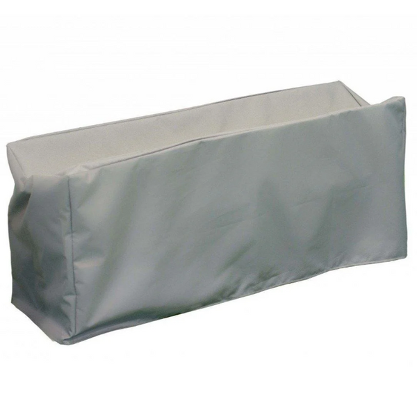 Galio Linear Gas Fire Pit Cover in grey on a white background.