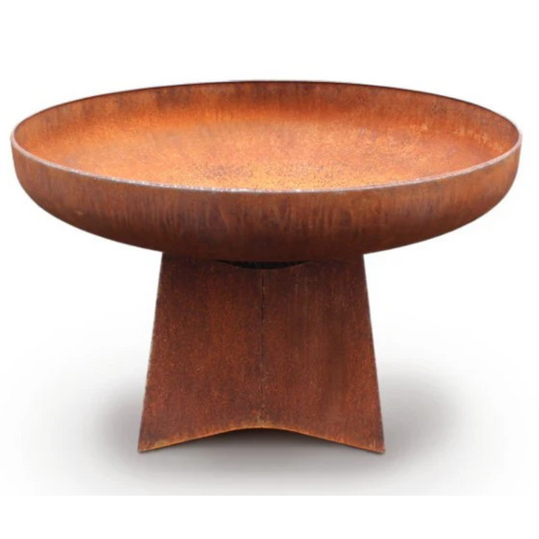 Yagoona Goanna Outdoor Fire Pit Australia in rust colour with a white background.