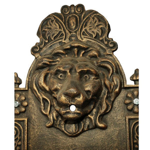 Close up of the Antique Gold coloured lion head wall fountain Australia