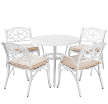 Load image into Gallery viewer, Marco Cast Aluminium 5 piece Outdoor Setting in white colour