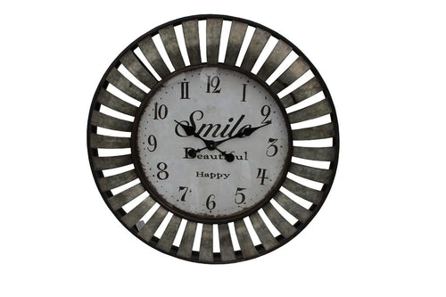 Viking Round Metal Clock with Smile, Beautiful, happy on the face - 82 cm Diameter