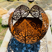 Load image into Gallery viewer, Top view of the Leaf Fire Pit in natural rust