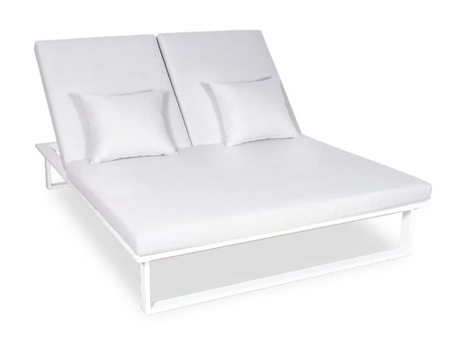 Vivara Sunlounge Australia - Double white frame with pale grey cushions