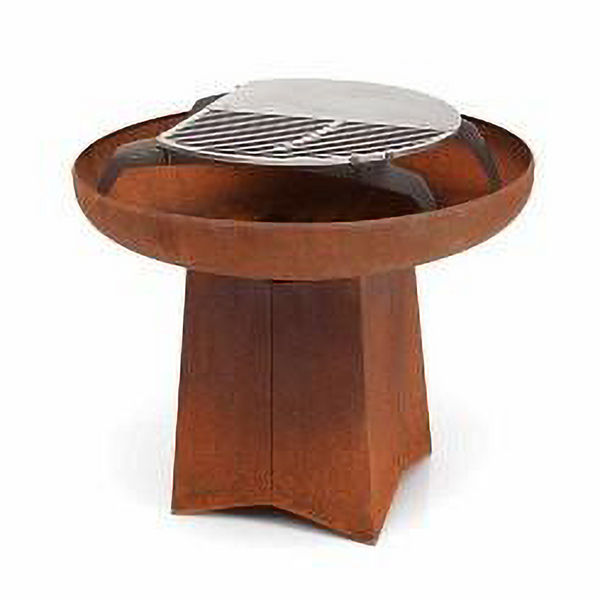 Yagoona Goanna Fire pit and Barramundi BBQ in rust colour with a white background.