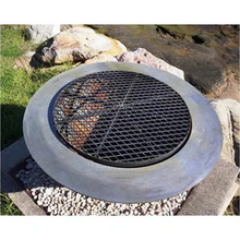 Load image into Gallery viewer, Fire Pit Metal Cooking Grill on a teppanyaki fire pit