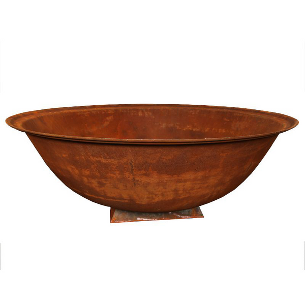Cast Iron Deep Fire Pit Bowl 120cm with Trivet Base on a white background.