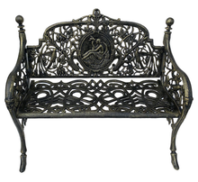 Load image into Gallery viewer, Cameo Cast Iron Bench small size in black gold colour
