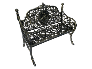 Side view of the Cameo Cast Iron Bench small size in black gold colour