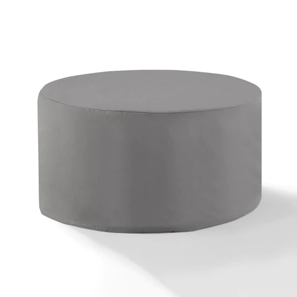 Galio Round Gas Fire Pit Cover - 95cm Diameter x 35cm High in grey on a white background.