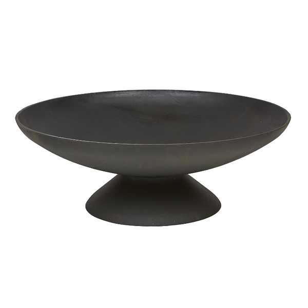 The Lassen Cast Iron Fire Pit - 59cm Diameter x 20cm High in black colour with a white background.