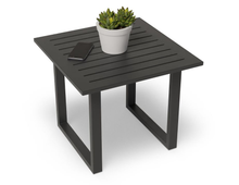 Load image into Gallery viewer, Vivara Outdoor Side Table in Charcoal with cactus and phone