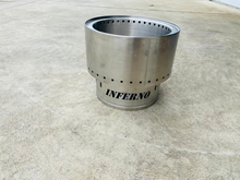 Load image into Gallery viewer, Smokeless Stainless Steel Fire Pit with inferno cut in the base