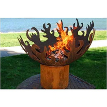 Load image into Gallery viewer, The Flame Dancer Fire Pit  with a fire burning near the beach
