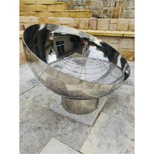 Load image into Gallery viewer, The Goblet Stainless Steel Fire Pit on the 150mm stand with a stainless steel grill