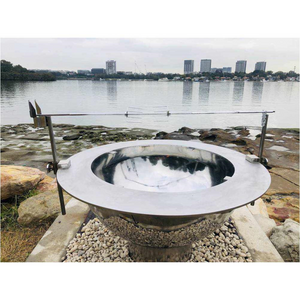 Teppanyaki Stainless Steel Fire Pit complete with brackets, spit poles and rotisserrie
