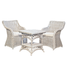 Load image into Gallery viewer, Roma 3 Piece Natural Aged KUBU Wicker Set with white wash cushions