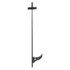 A black Fire Pit Poker with a long shaft, a curved hook at the bottom, and a cross-shaped top, shown against a plain white background.