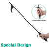 A long black metal spear-like tool with a curved hook tip and a comfortable grip handle, shown on a white background with a hand holding it and an inset circle labeled 'Comfortable Handle.' Large teal text at the bottom reads 'Special Design.