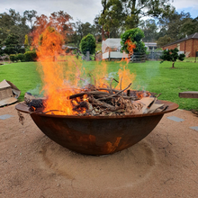 Load image into Gallery viewer, The Crucible Fire Pit with fire burning - Hot Fire Pits Australia
