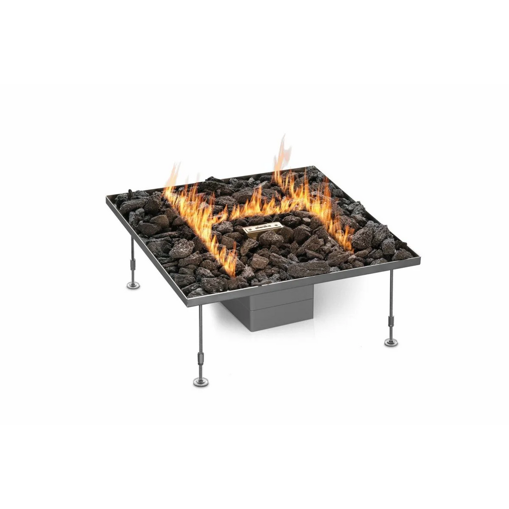 Close up view of the Galio Gas Fire Pit H Insert with flame burning - Hot Fire Pits Australia