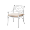 Marco Cast Aluminium Outdoor chair in white with a beige cushion and a white background.
