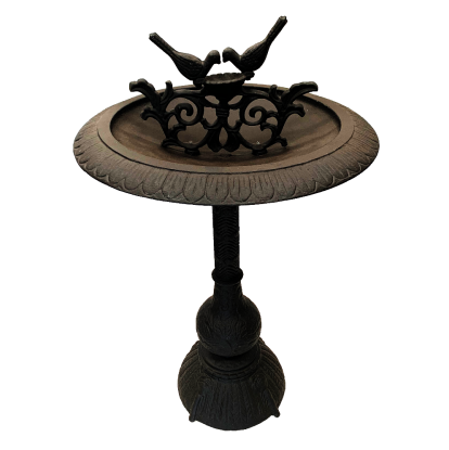 Two Birds Cast Iron Bird Bath in Black colour with a white background.
