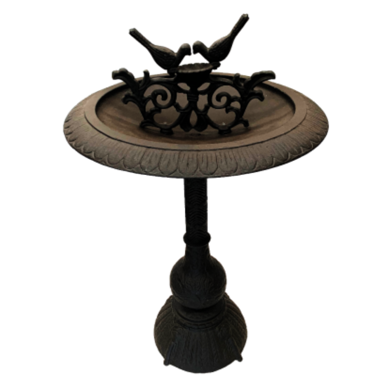 Two Birds Cast Iron Bird Bath in Black colour with a white background.