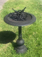 Load image into Gallery viewer, Two Birds Cast Iron Bird Bath in Black - 47cm Wide x 80cm High
