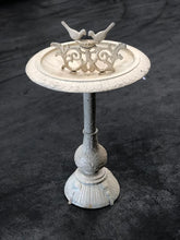 Load image into Gallery viewer, Two Birds Cast Iron Bird Bath in Antique White - 47cm Wide x 80cm High