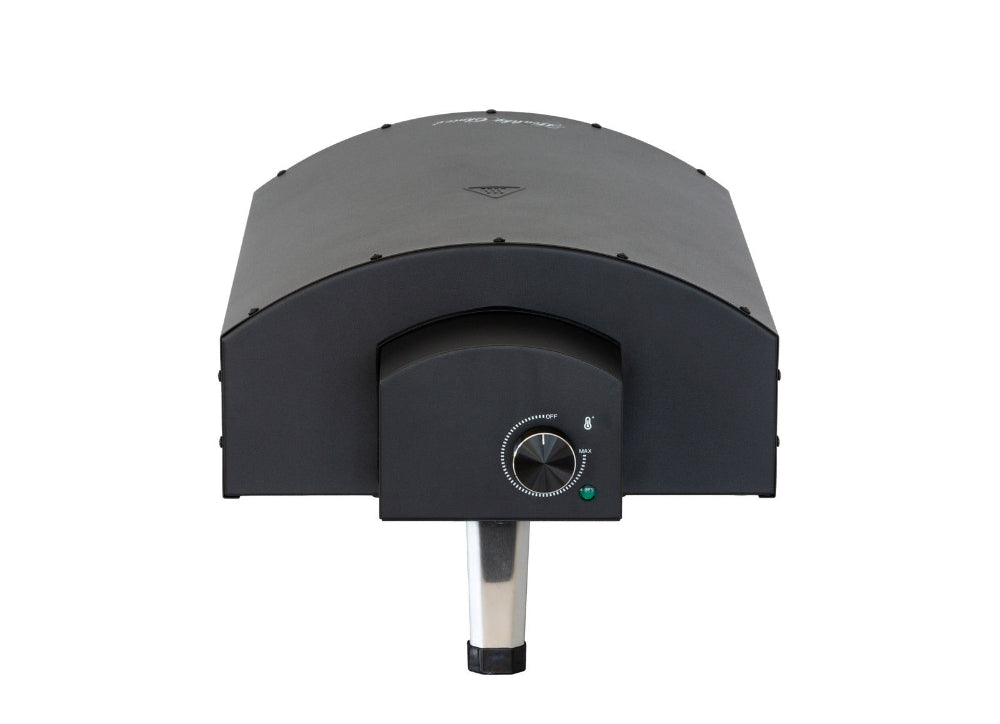 Black outdoor pizza oven on a white background