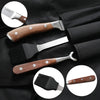 Set of barbecue tools with wooden handles on a black background