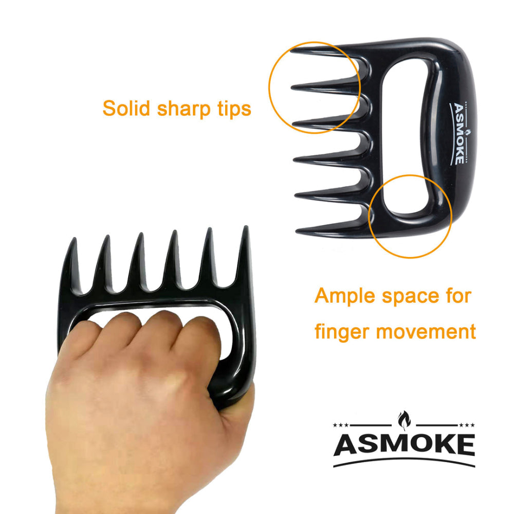Black meat claws with hand holding it, labeled 'ASMOKE'.