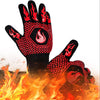 Black and red gloves with flame design on a white background