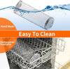 Metal BBQ Grill basket with water droplets above a dishwasher interior, emphasizing ease of cleaning.