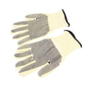 Pair of gloves with black textured dots on a white background