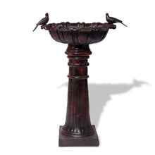 Load image into Gallery viewer, Canterbury Cast Iron Bird Bath with 2 birds in black red colour