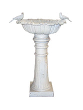 Load image into Gallery viewer, Canterbury Cast Iron Bird Bath with 2 birds in antique white colour