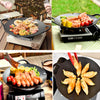 Cast Iron Korean Japanese BBQ Barbecue Grill Pan Platewith four different meals cooking