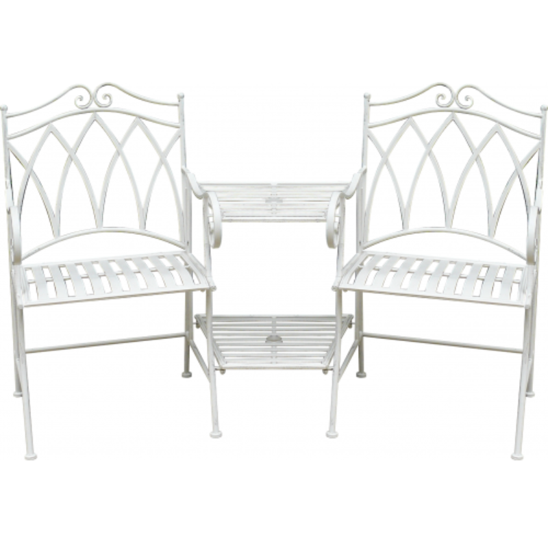 Companion 3 Piece Outdoor Setting in white colour with a white background.