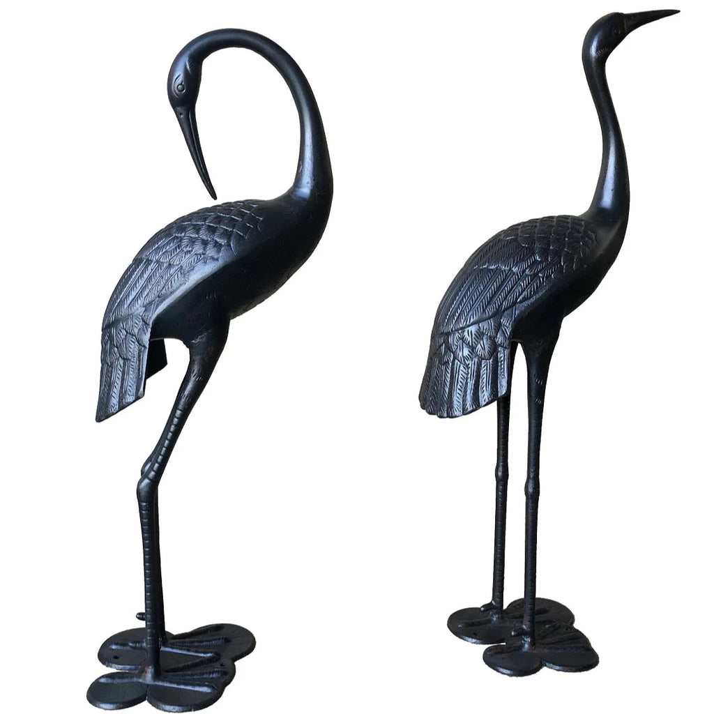 Pair of Niles & Frasier Garden Ornamental Cranes in Dark Bronze colour