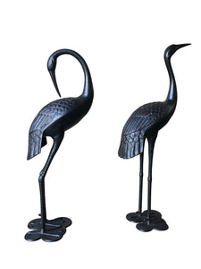 Pair of Niles & Frasier Garden Ornamental Cranes in Dark Bronze colour