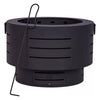 Black metal fire pit with handles on a white background