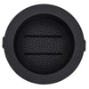 Black round perforated cover on a white background