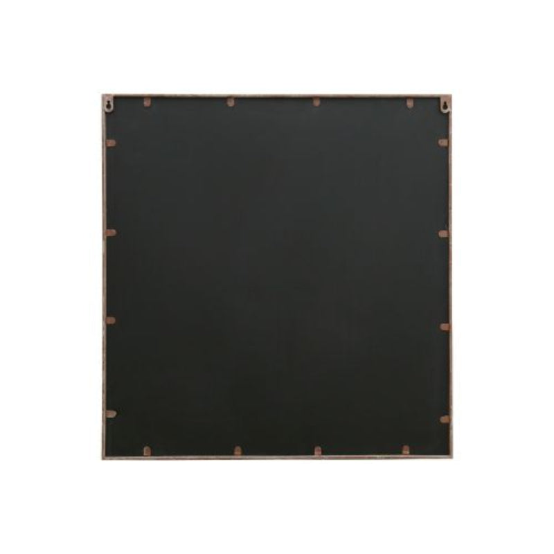 Back view of the emile mirror - black square frame with copper accents on a white background.