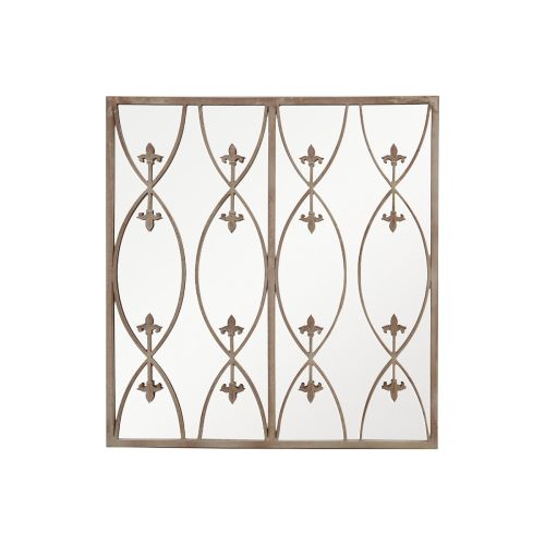 Decorative metal wall panel with intricate patterns on a white background