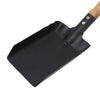 A black metal garden spade with a light brown wooden handle, shown on a plain white background.