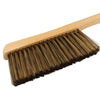 A close-up of a cleaning brush with a light natural wood handle and dark brown to black bristles, shown against a plain white background.
