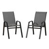 Two gray outdoor chairs on a white background